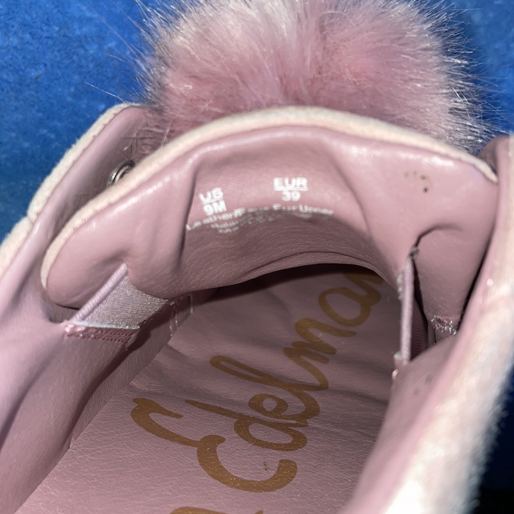 Sam Edelman Pink Suede with Pink Fur Pom-Poms. Size 9M - Picture 5 of 8